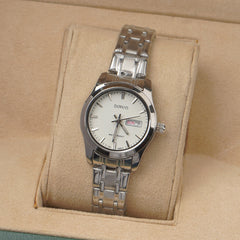 Woman's Silver Chain Watch with White Dial DINUO 2