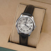 Woman Silver Dial Watch with Leather Straps