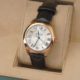 Woman Rosegold Dial Watch with Leather Straps Black