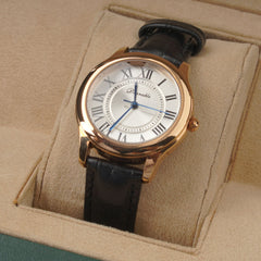 Woman Rosegold Dial Watch with Leather Straps Black