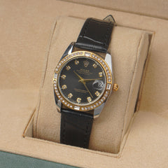 Woman Black Dial Watch with Black Straps