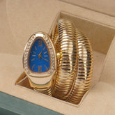 Womans Snake Watch Design Golden Blue