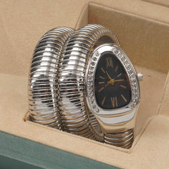 Womans Snake Watch Design Silver Black Gold Design