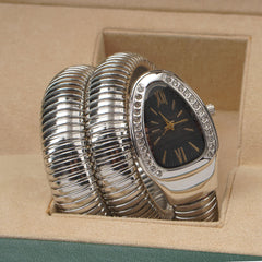 Womans Snake Watch Design Silver Black Gold Design