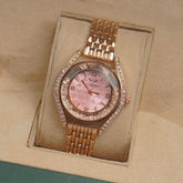 Woman Rosegold Chain Watch Pink Dial