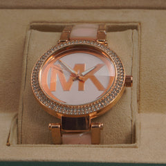 Women Chain Wrist Watch MK Rosegold Pink