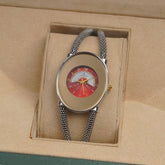 Women's Stylish Chain Watch Silver Red