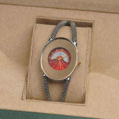 Women's Stylish Chain Watch Silver Red