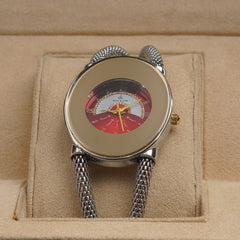 Women's Stylish Chain Watch Silver Red