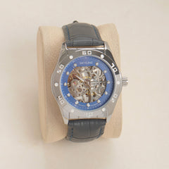 Mans automatic blue dial silver case Martyn line watch