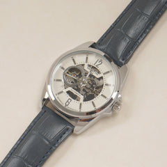Mans automatic white dial silver case Martyn line watch