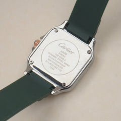 Men cart-ier 148 sqaure case Green Golden watch