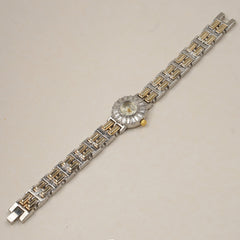 Two Tone Woman's Silver Chain Watch with Silver dial