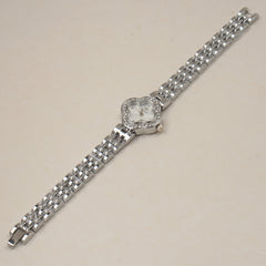 Woman's Silver Chain Watch with Silver dial