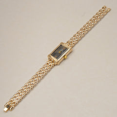 Woman's Golden Chain Watch with Black dial