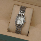 Woman's Silver Chain Watch with Silver dial