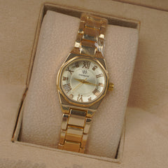 Woman's Golden Chain Watch with Silver dial