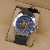 Mans automatic blue dial silver case Martyn line watch