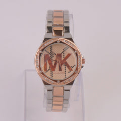 Two Tone Women Chain Watch Rosegold Pink