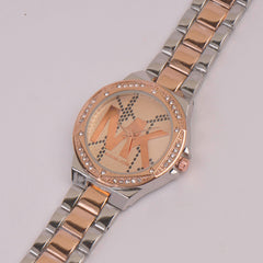 Two Tone Women Chain Watch Rosegold Pink
