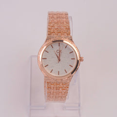 Women Chain Watch Rosegold White