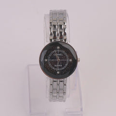 Women Chain Watch Silver Black