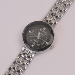 Women Chain Watch Silver Black