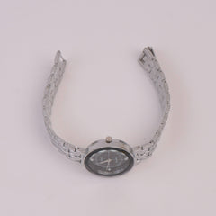 Women Chain Watch Silver Black