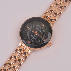 Women Chain Watch Rosegold Black