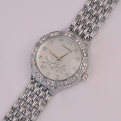 Women Chain Watch Silver White