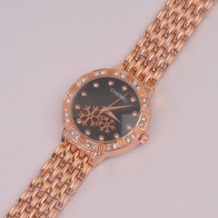 Women Chain Watch Rosegold Black
