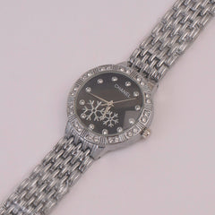 Women Chain Watch Silver Black