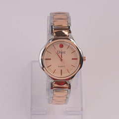 Two Tone Women Chain Watch Rosegold Pink
