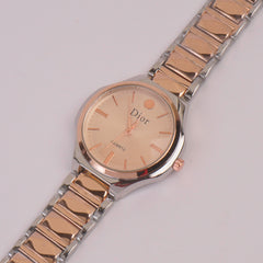 Two Tone Women Chain Watch Rosegold Pink