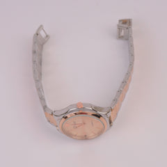 Two Tone Women Chain Watch Rosegold Pink