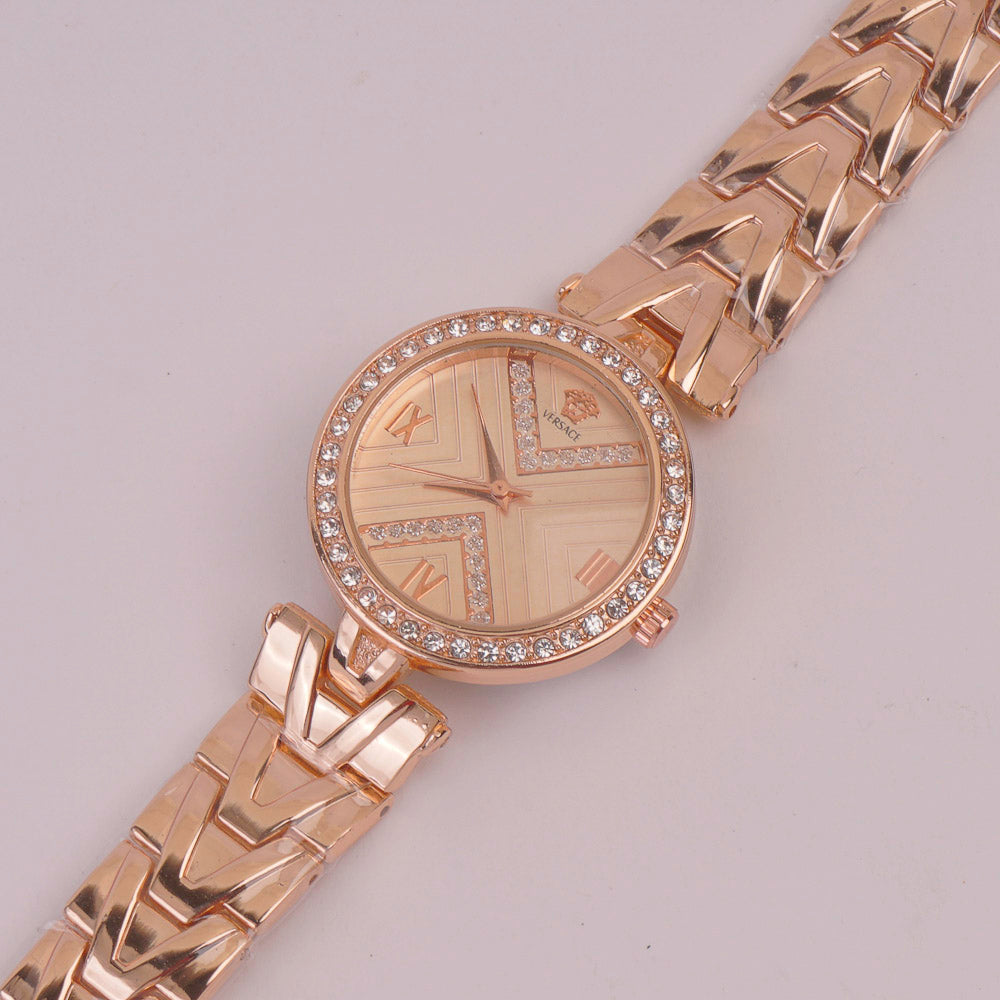 Women Chain Watch Rosegold Pink