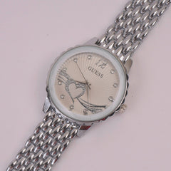 Women Chain Watch Silver White