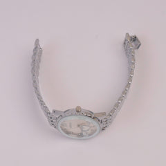 Women Chain Watch Silver White