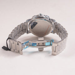 Mens Silver Chain Chronograph Watch with black dial