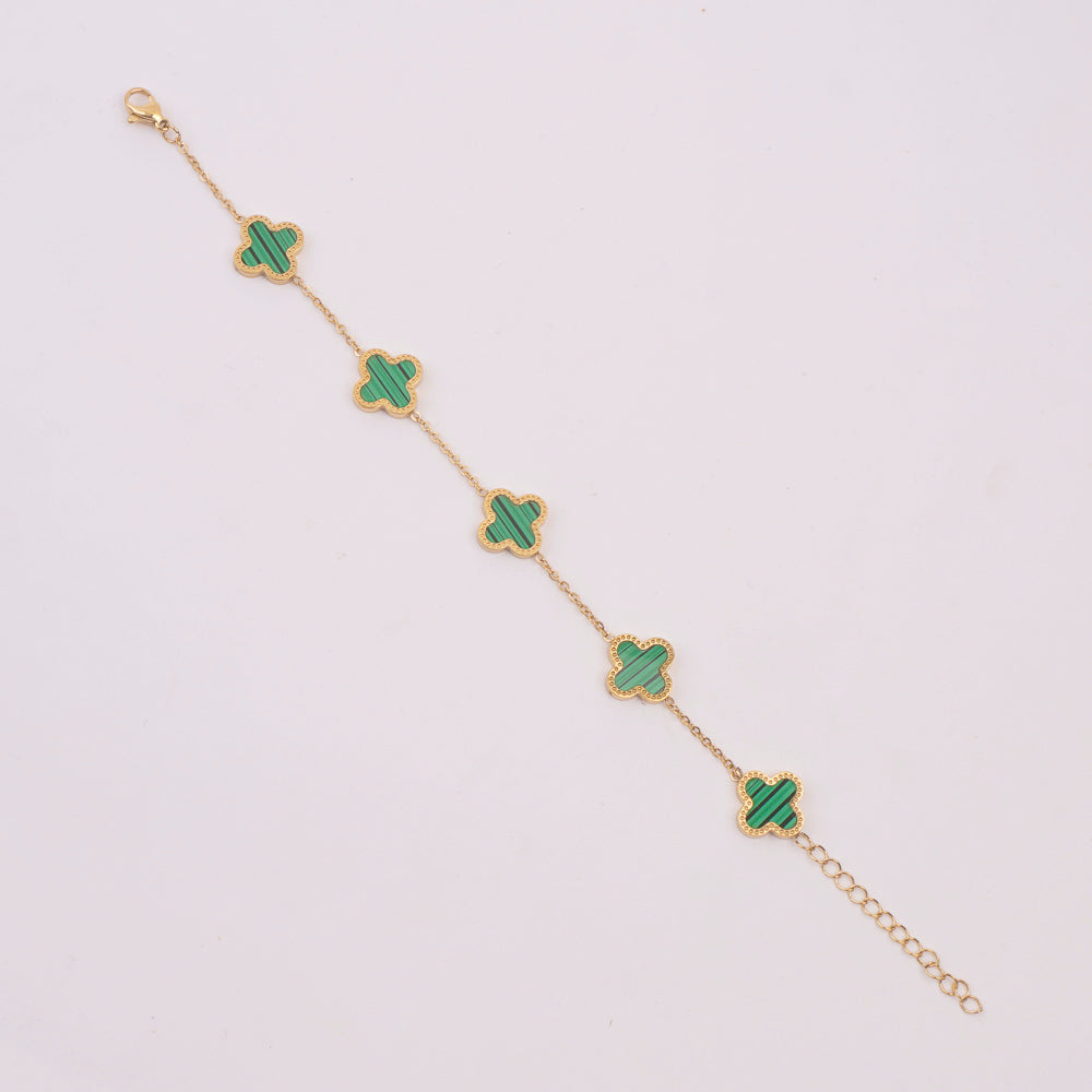 Womens Golden Chain Bracelet Green