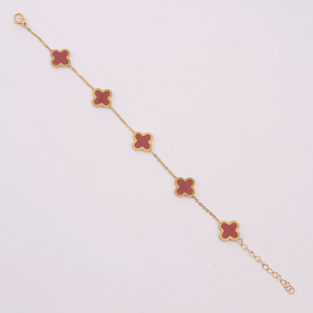 Womens Golden Chain Bracelet Red