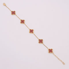 Womens Golden Chain Bracelet Red