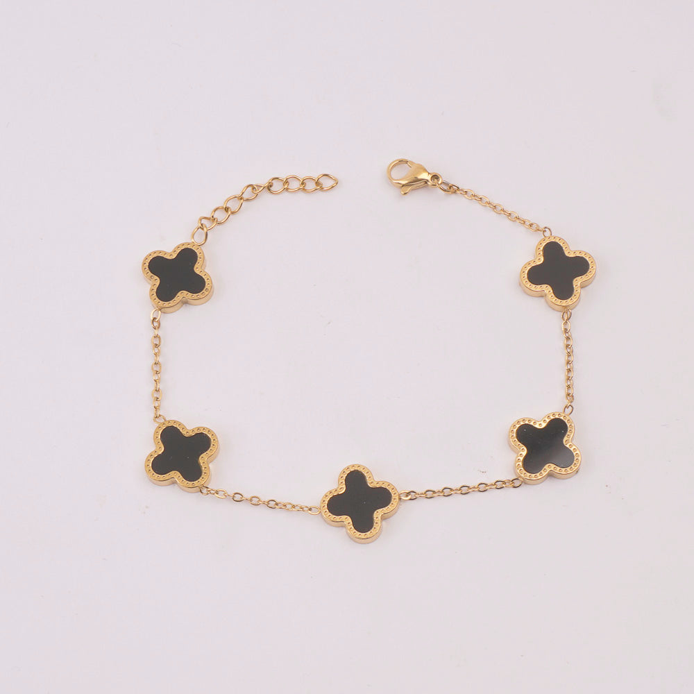 Womens Golden Chain Bracelet Black