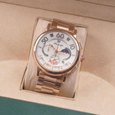 Mens Rosegold Chain Chronograph Watch with white dial ll