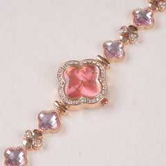 Womans Rosegold Chain Watch with Pink Dial