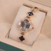 Womans Rosegold Chain Watch with Black Dial