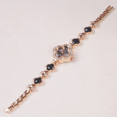 Womans Rosegold Chain Watch with Black Dial