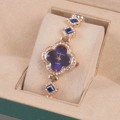Womans Rosegold Chain Watch with Blue Dial