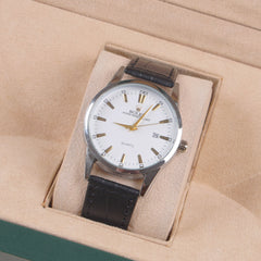 Man's Wrist Watch Silver with Black Straps