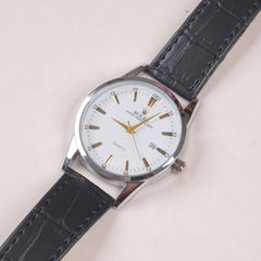 Man's Wrist Watch Silver with Black Straps